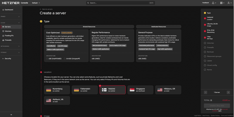 Create a server on Hetzner
