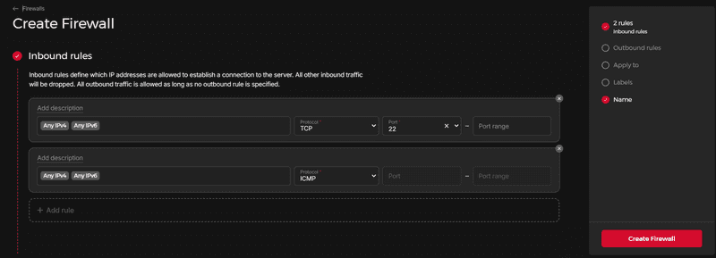 Create firewall setting