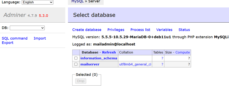 mailserver DB